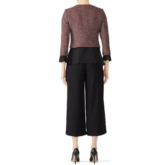 Slate & Willow Tweed Ruffle Trim Peplum Jacket Blazer Zip Size 12 Career Work - Picture 2 of 13